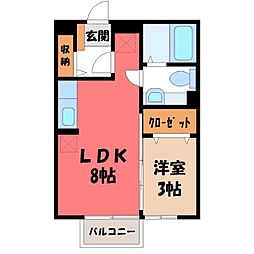 メゾンソニアB 1LDKの間取図画像