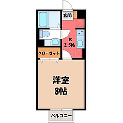 ローレルコート3 1Kの間取図画像