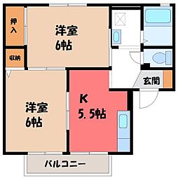 フローラハイツA 2Kの間取図画像
