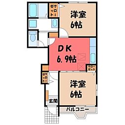 クレールコート 2DKの間取図画像