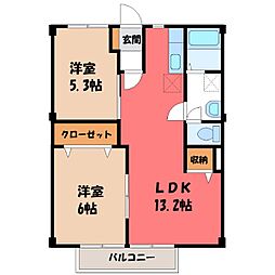 パークシルク 2LDKの間取図画像