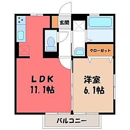 オペラハウス青柳 1LDKの間取図画像
