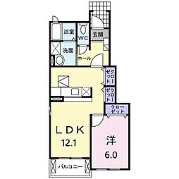 ひまわりA 1LDKの間取図画像