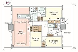 ロイヤルメドゥ香里園タワー 3LDKの間取図画像