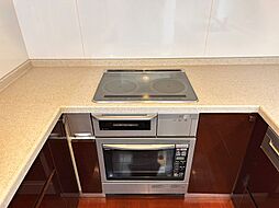 キッチンにはビルトインオーブンがついております。ハイグレードなキッチンを演出するのみではなく、キッチンと一体型なので、すっきりした見た目になり、隙間などもないためお掃除も簡単にこなせます。