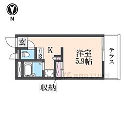 レオパレスエスパシオ21Ａ 301 3階1Kの間取り