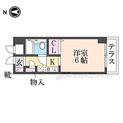 阪急神戸本線 武庫之荘駅 徒歩13分の賃貸マンション 2階1Kの間取り