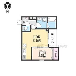 川西市小花1丁目アパート 1LDKの間取図画像