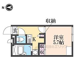 レオパレス東本町2 1Kの間取図画像