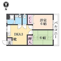 第六豊マンション 2DKの間取図画像