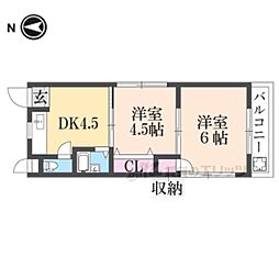 サンハイツ伊丹 2DKの間取図画像