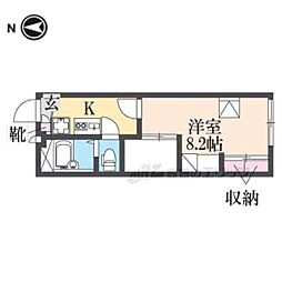 レオパレス淵ノ上公園 1Kの間取図画像