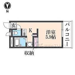 レオパレスエスパシオ21B 1Kの間取図画像