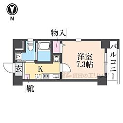 ハッピー新伊丹2 1Kの間取図画像