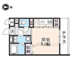 エルピスN5 1階ワンルームの間取り