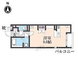 レオネクスト久々知III 2階ワンルームの間取り