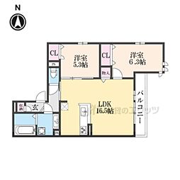 阪急神戸本線 塚口駅 徒歩11分の賃貸アパート 2階2LDKの間取り