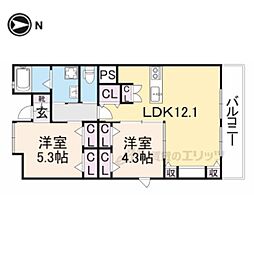 SUGAR CUBES 2階2LDKの間取り