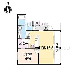 阪急神戸本線 武庫之荘駅 徒歩15分の賃貸アパート 1階1LDKの間取り