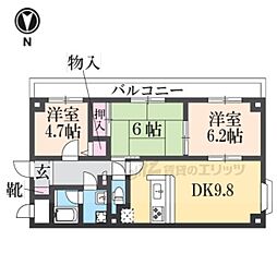メゾンドール荒牧 3LDKの間取図画像