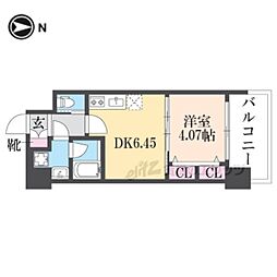 近鉄大阪線 布施駅 徒歩7分の賃貸マンション 15階1DKの間取り