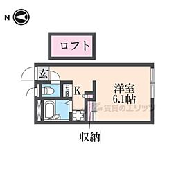 レオパレス松川 1Kの間取図画像