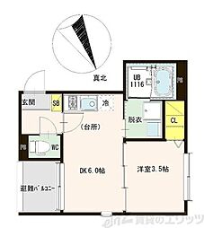 casa danza 1階1DKの間取り