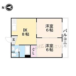 サンワロイヤル・マンション 2DKの間取図画像