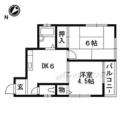 リーフジャルダン・サンガーデンリーフ 2階2DKの間取り