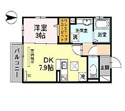 シャルム総持寺 1DKの間取図画像