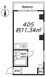 フラワービル ワンルームの間取図画像