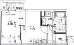 エテルナコート総持寺 1階1LDKの間取り