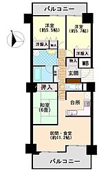 宇都宮プラザG 3LDKの間取図画像