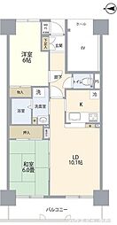 グランドハイツ今泉西棟 2LDKの間取図画像