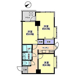 信開トピア南末広 3Kの間取図画像