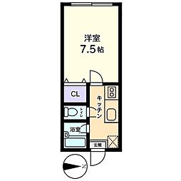 信開セルーラ白江WEST 1Kの間取図画像