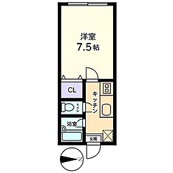 信開セルーラ白江WEST 1Kの間取図画像