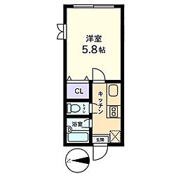 信開セルーラ白江EAST 1Kの間取図画像