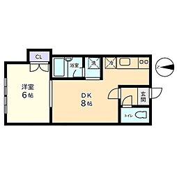 信開セルーラ山代温泉北部RIGHT 1LDKの間取図画像