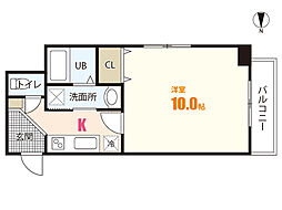 プランドール古市 1Kの間取図画像