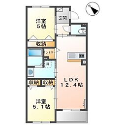 ORUTE東野 2階2LDKの間取り