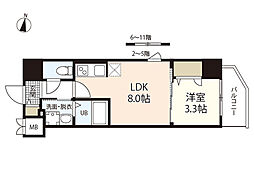 S-RESIDENCE広島駅diletto 5階1LDKの間取り