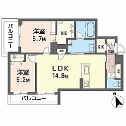 ピアヌーラ祇園 2LDKの間取図画像