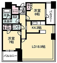 ザ・広島タワー 2LDKの間取図画像