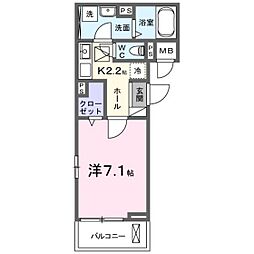 ベル石井城 1Kの間取図画像