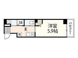 LEDOME府中 1Kの間取図画像