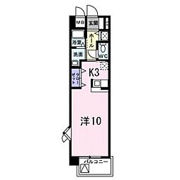 プラシードレジデンス ワンルームの間取図画像