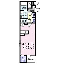 ベルソーラ ワンルームの間取図画像