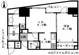 ルミナス舟入本町リバーフロント 1LDKの間取図画像