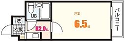 アメニティ可部 1Kの間取図画像